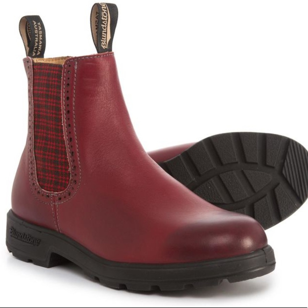 Blundstone Burgundy Red Tartan Boots